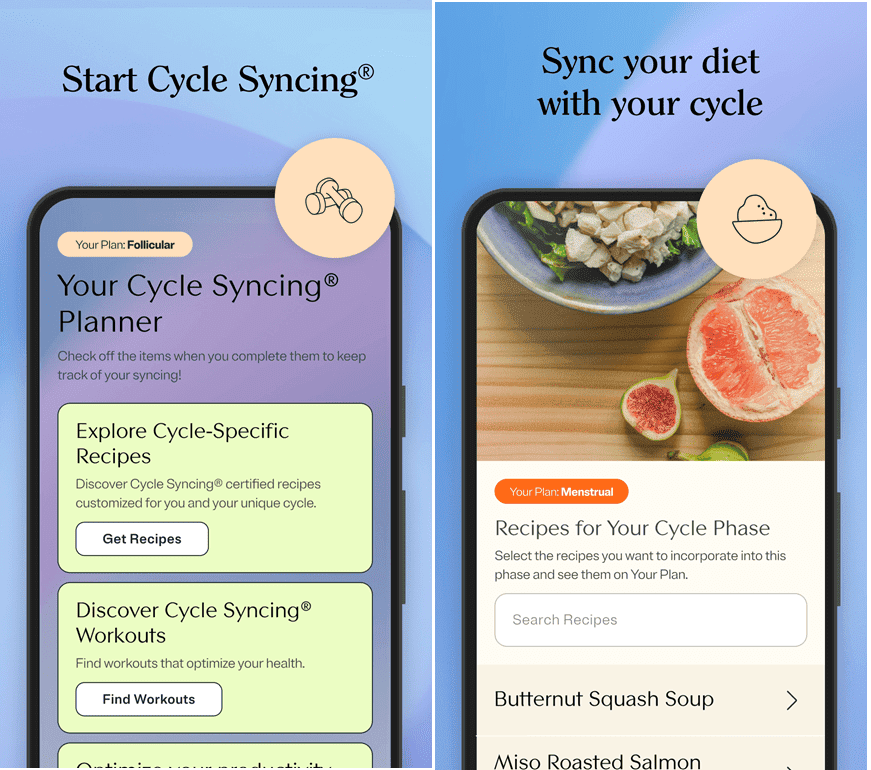 MYFLO - Cycle planner and Diet planner dashboards