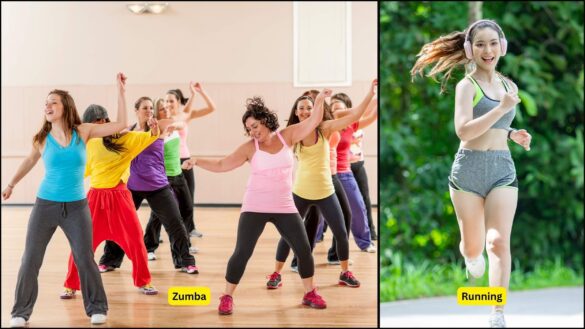 Women doing zumba and running in follicular phase