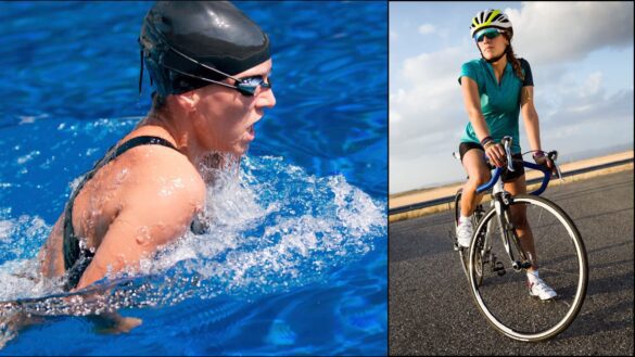 Women doing swimming and cycling in follicular phase