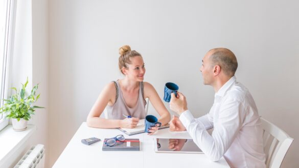 woman talking to his partner regarding with hormonal translation